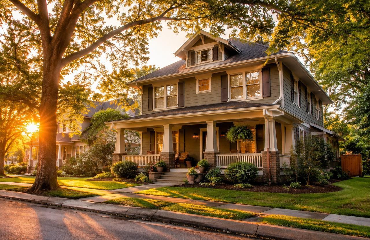 Craftsman home with a front porch — AI-generated property illustration, not a verified local property